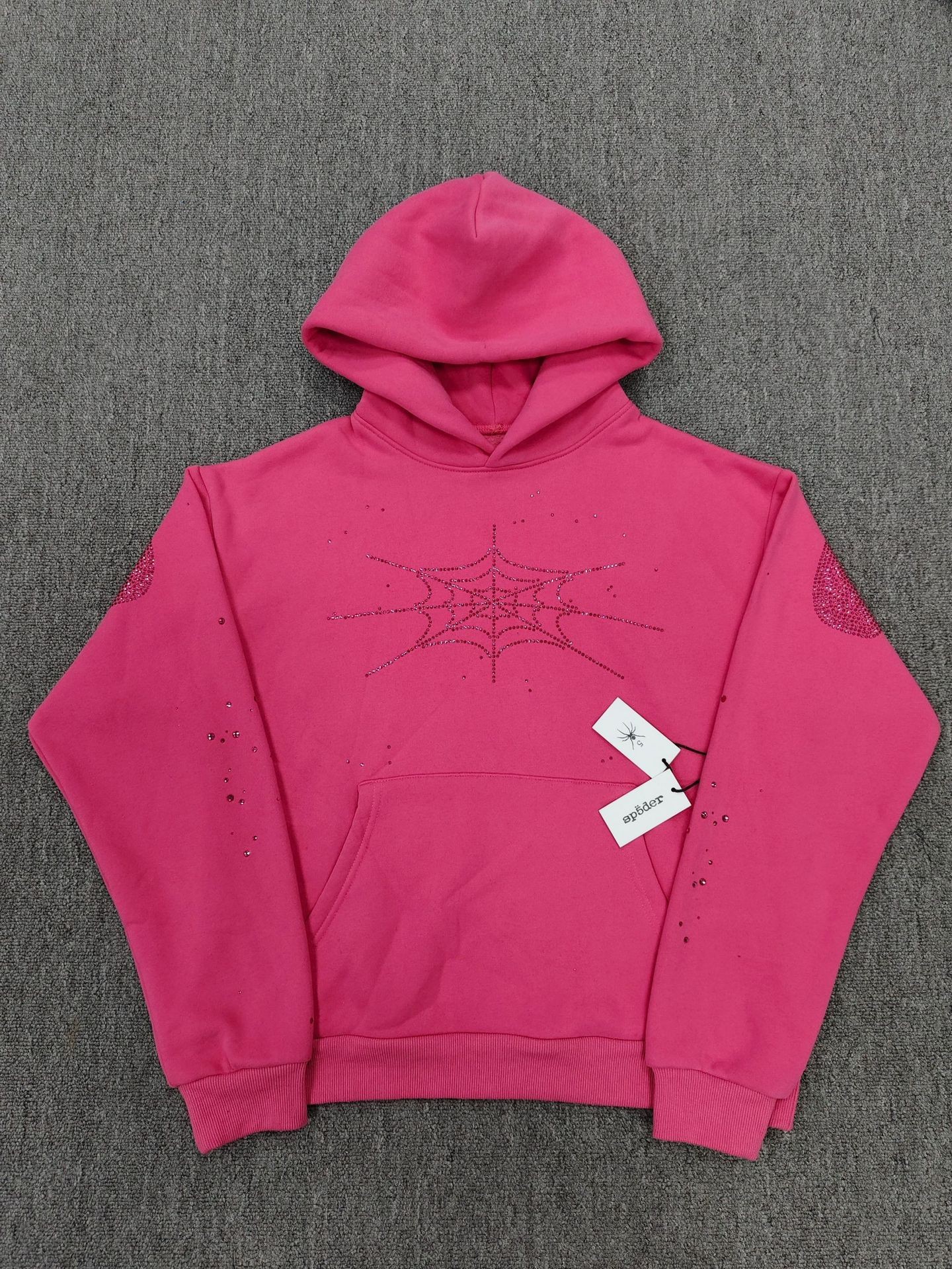 海外原版重磅450G加厚糕绒卫衣连帽衫男发泡印蜘蛛Sp5der hoodies 76