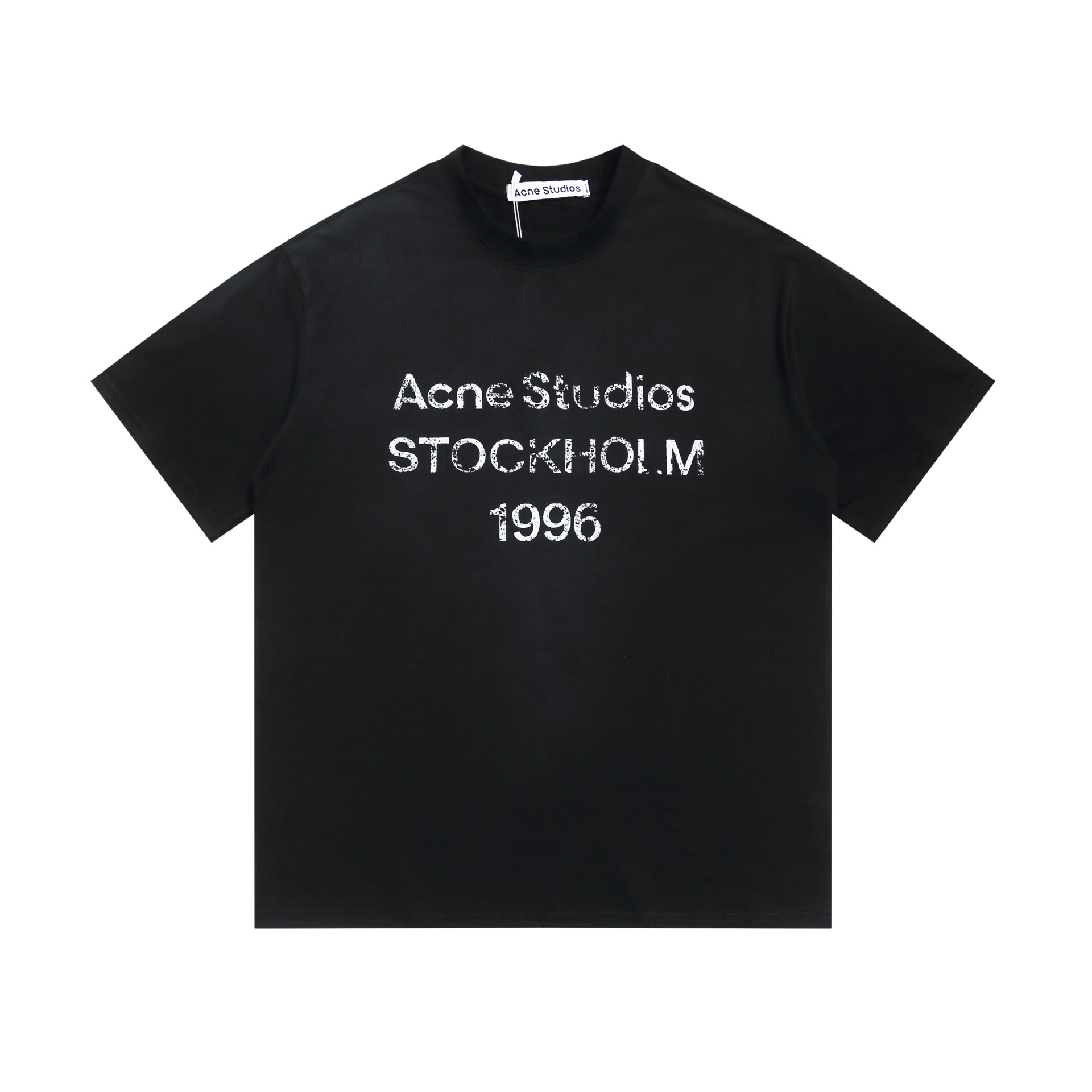 跨境潮牌AC1996烫钻字母印花水洗做旧轻奢男女宽松纯棉长袖T恤 12