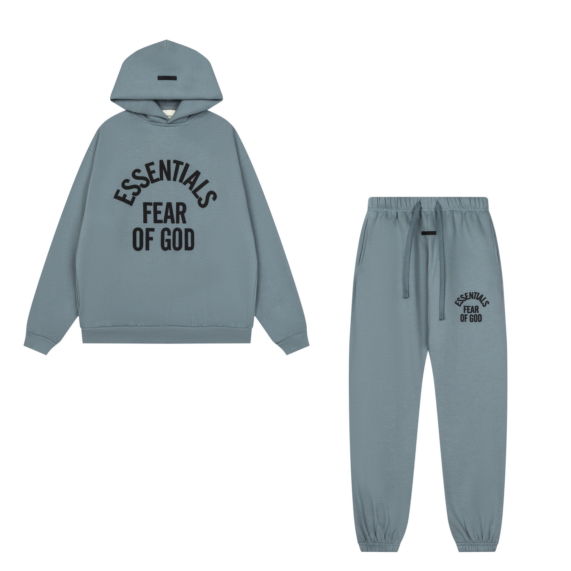 新款FEAR OF GOD ESSENTIALS植绒字母男女休闲宽松加绒连帽卫衣潮 76