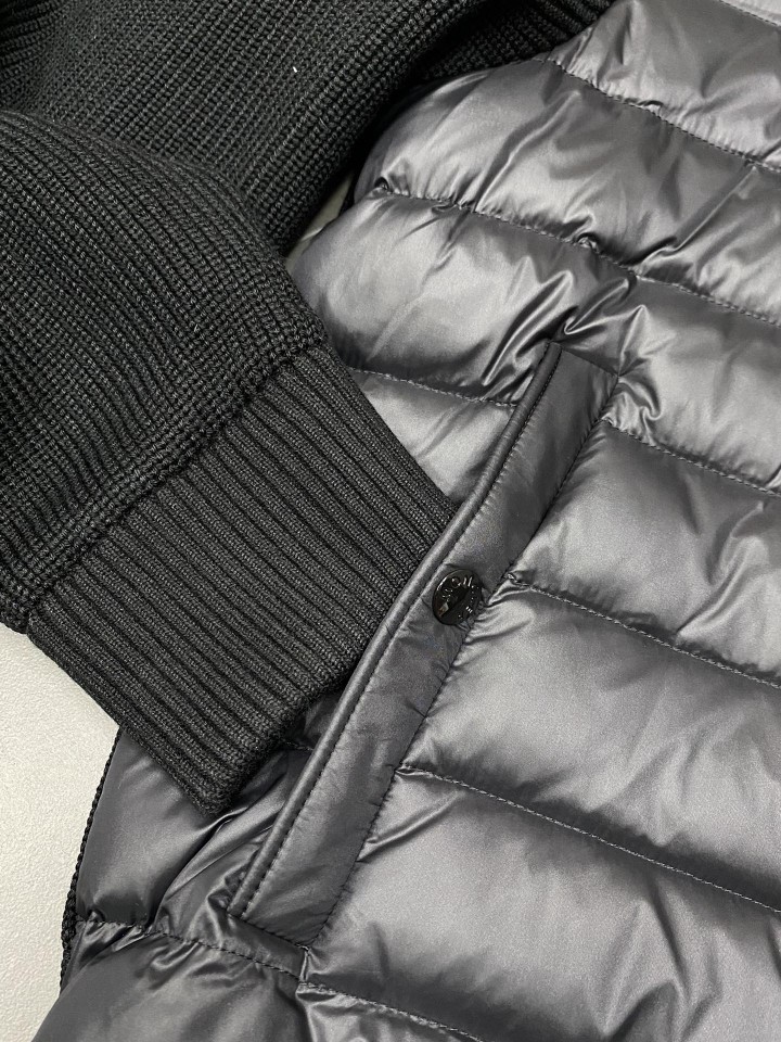 蒙家欧洲站高奢男士羊毛袖子针织拼接羽绒服百搭连帽衫外套潮牌 3