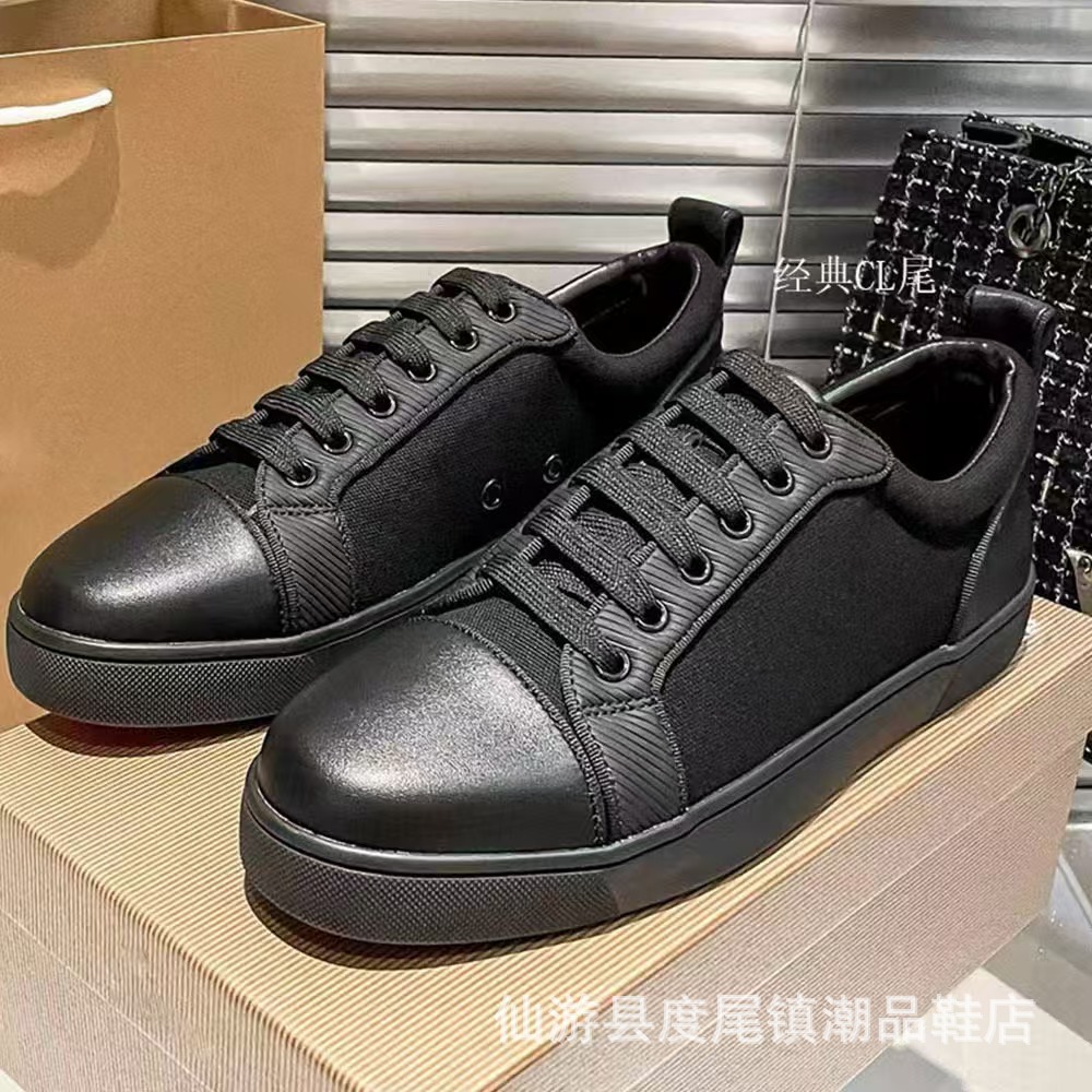 外贸欧洲站cl红底鞋电绣款低帮高帮男鞋红底情侣潮流铆钉休闲系带 15