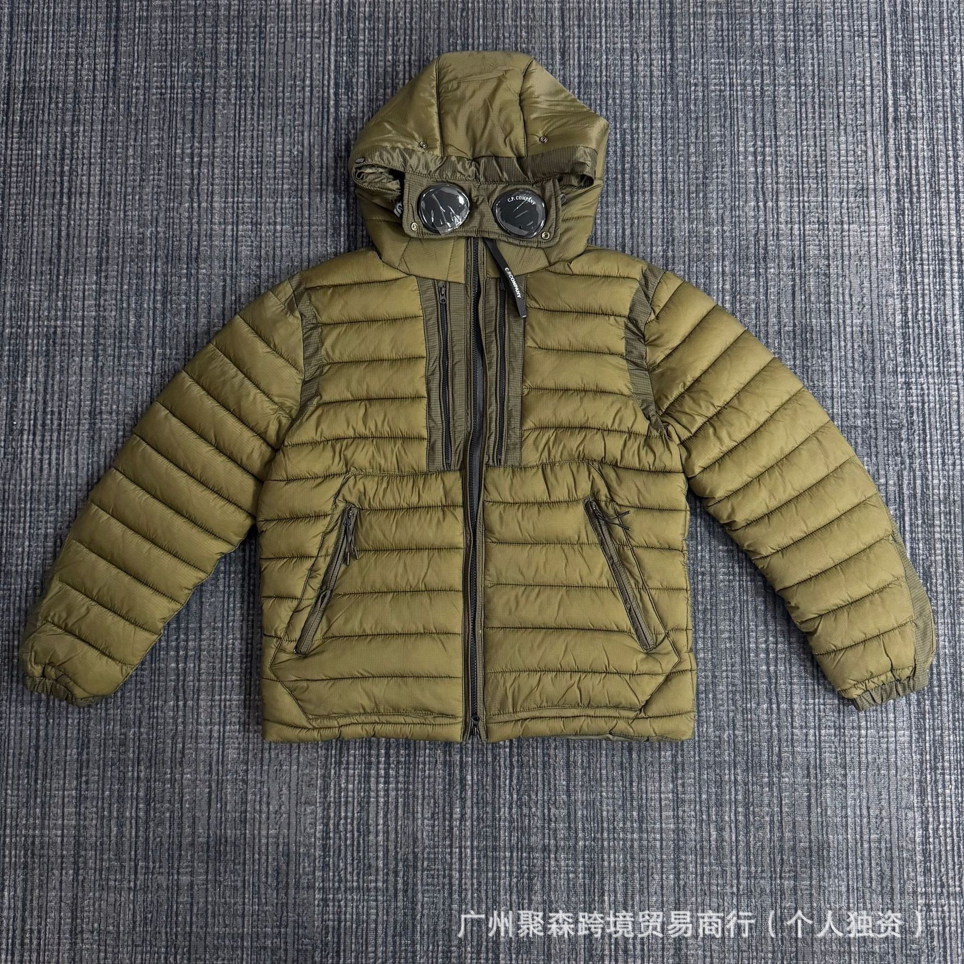 跨境冬款C.P针织拼接羊毛羽绒服男士潮牌连帽拉链白鸭绒夹克外套 21