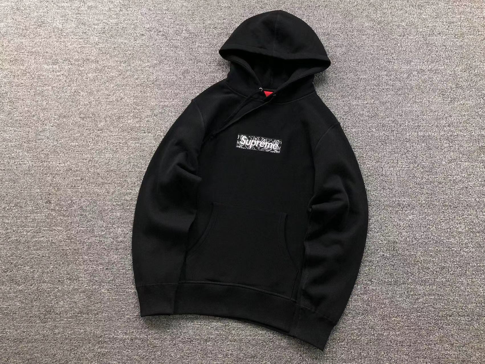 25FW SUPreme贴布BIG LOGO刺绣加绒重磅连帽卫衣男爆款秋冬款纯色 95