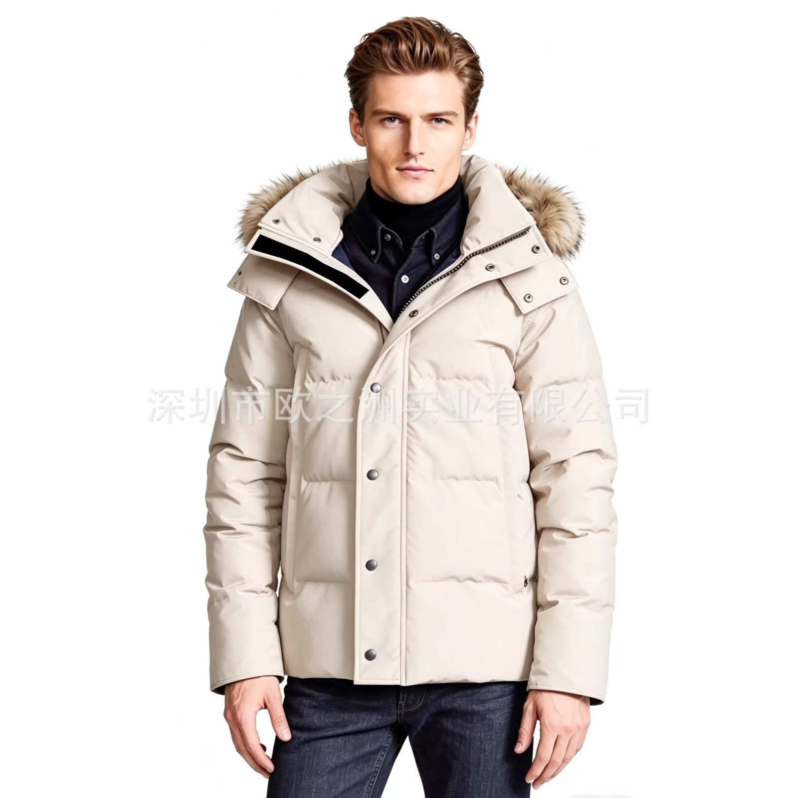 PalmMooseMenCanadianStyleFurHoodedWyndhamDownJacket 7