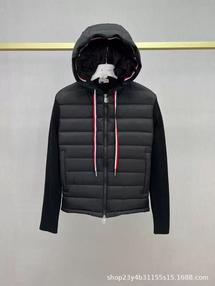 欧洲站M蒙家针织拼接休闲羽绒男白鸭绒保暖时髦修身羽绒立领外套 9
