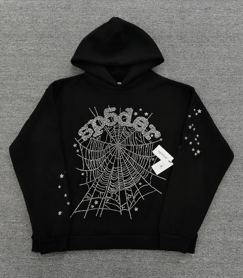 海外原版重磅450G加厚糕绒卫衣连帽衫男发泡印蜘蛛Sp5der hoodies 89