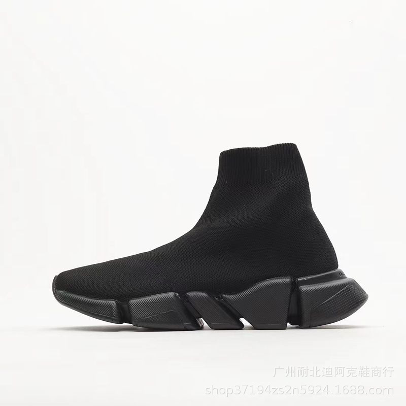 跨境巴黎弹力袜子鞋女高帮休闲运动鞋B家百搭厚底针织短靴子袜靴 27