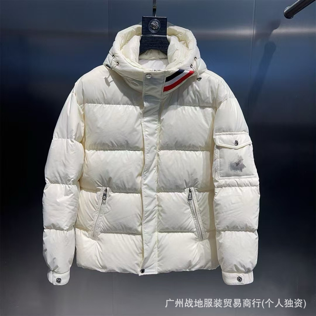 跨境高版本外贸M玛雅黑色经典羽绒服白鸭绒舒适保暖防寒连帽外套 38