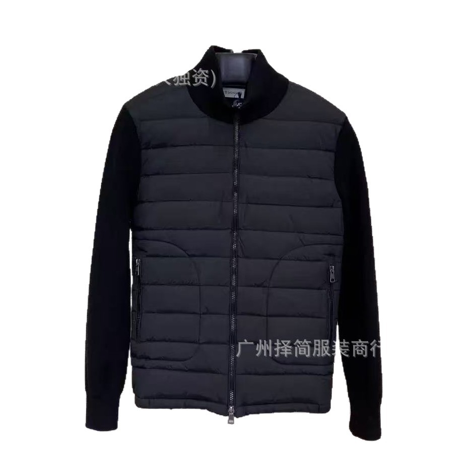 欧洲站M蒙家针织拼接休闲羽绒男白鸭绒保暖时髦修身立领外套羽绒 5