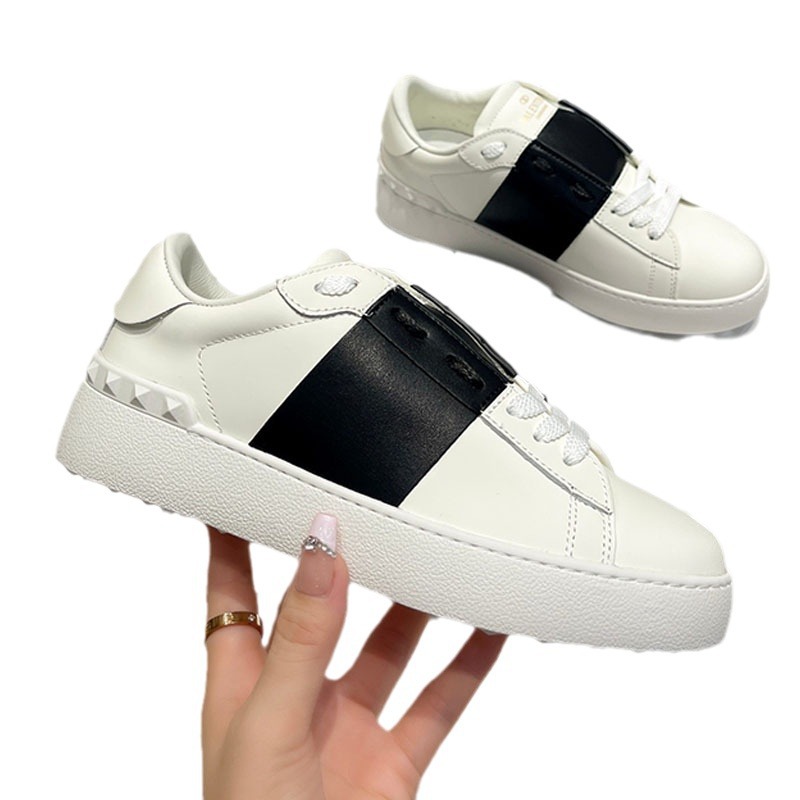 2024新款V家厚底铆钉小白鞋男女同款百搭系带休闲运动鞋拼色板鞋 5