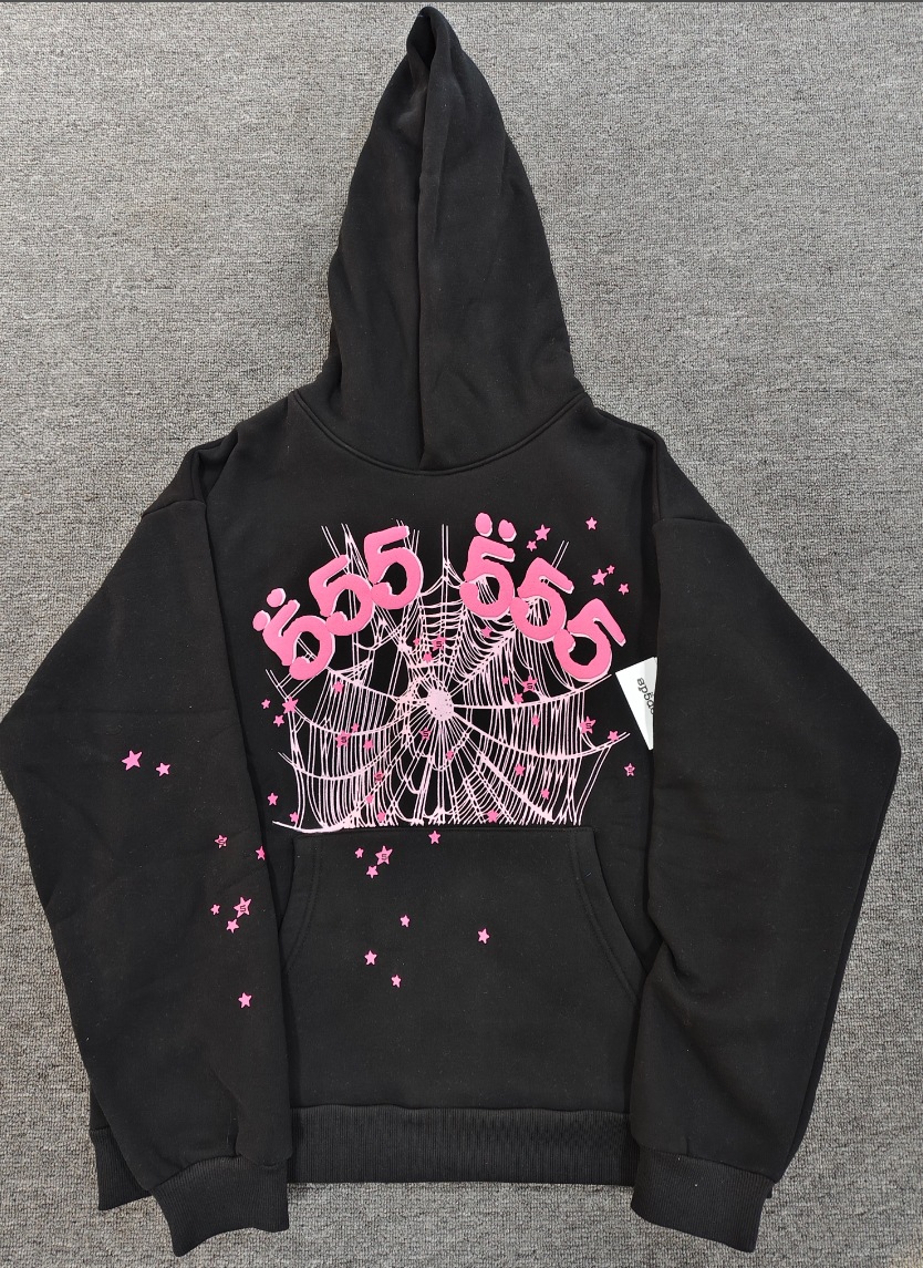 海外原版重磅450G加厚糕绒卫衣连帽衫男发泡印蜘蛛Sp5der hoodies 94