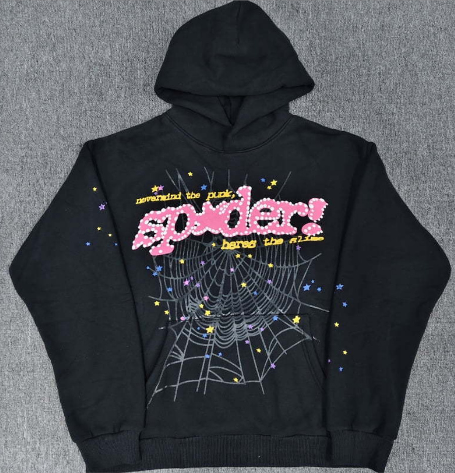 海外原版重磅450G加厚糕绒卫衣连帽衫男发泡印蜘蛛Sp5der hoodies 56