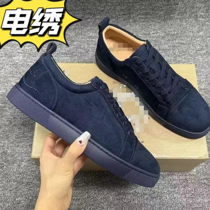 cl男鞋电绣红底小白鞋透气板鞋男鞋平底休闲鞋月牙鞋 1