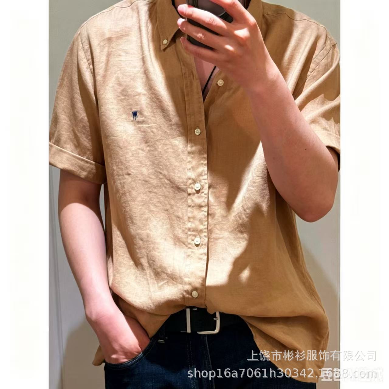 拉夫RL刺绣小马休闲衬衫长袖商务修身衬衣男女款防晒衣亚麻衬衫 7