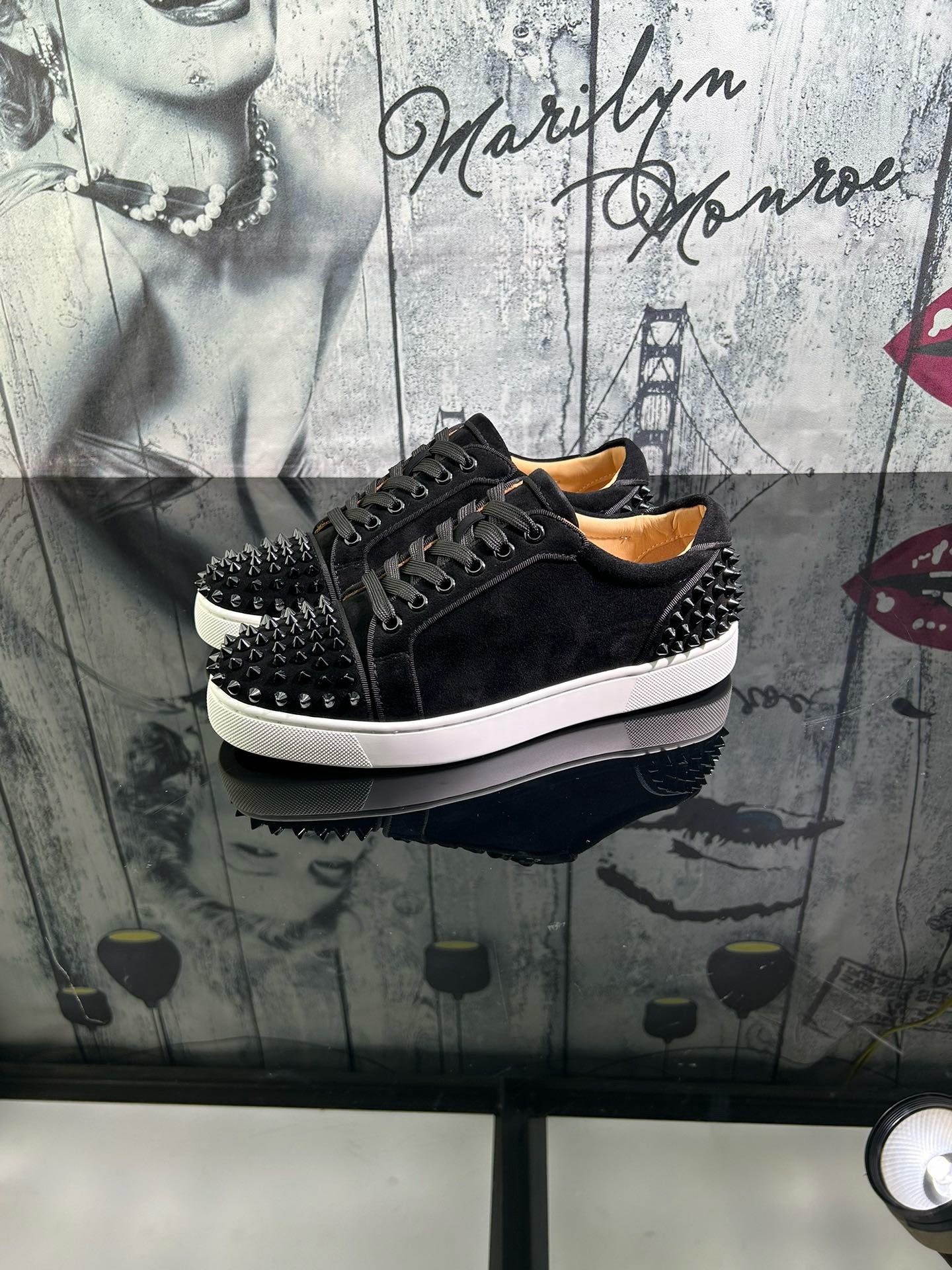 cl男鞋电绣红底小白鞋透气板鞋男鞋平底休闲鞋月牙鞋 13