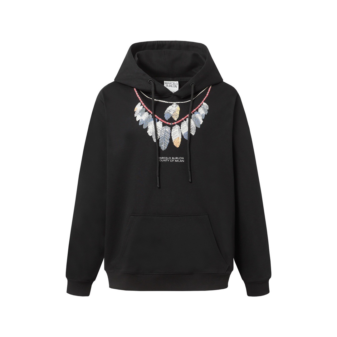 B082·白色羽毛项链印花·连帽