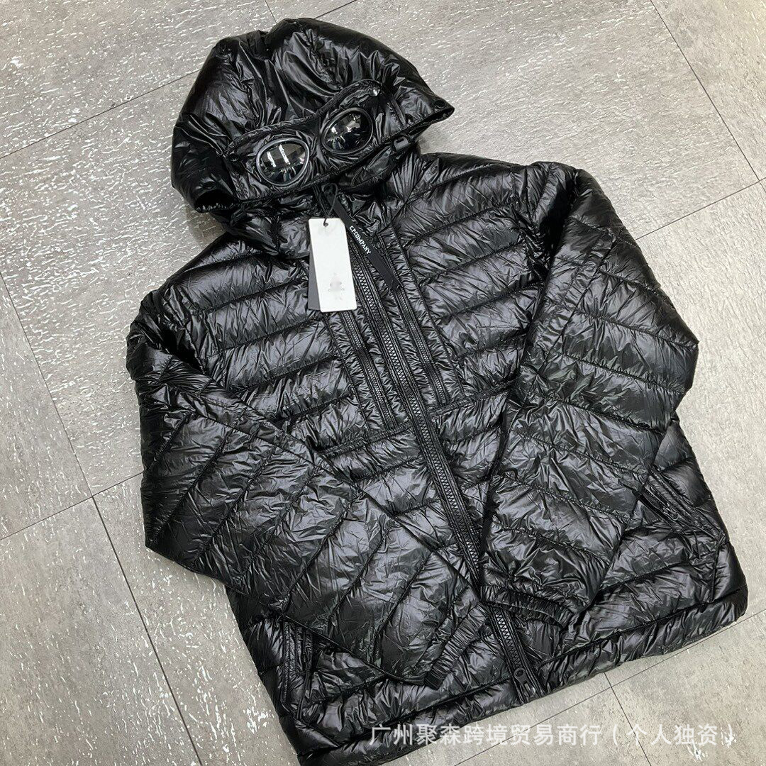 跨境冬款C.P针织拼接羊毛羽绒服男士潮牌连帽拉链白鸭绒夹克外套 51
