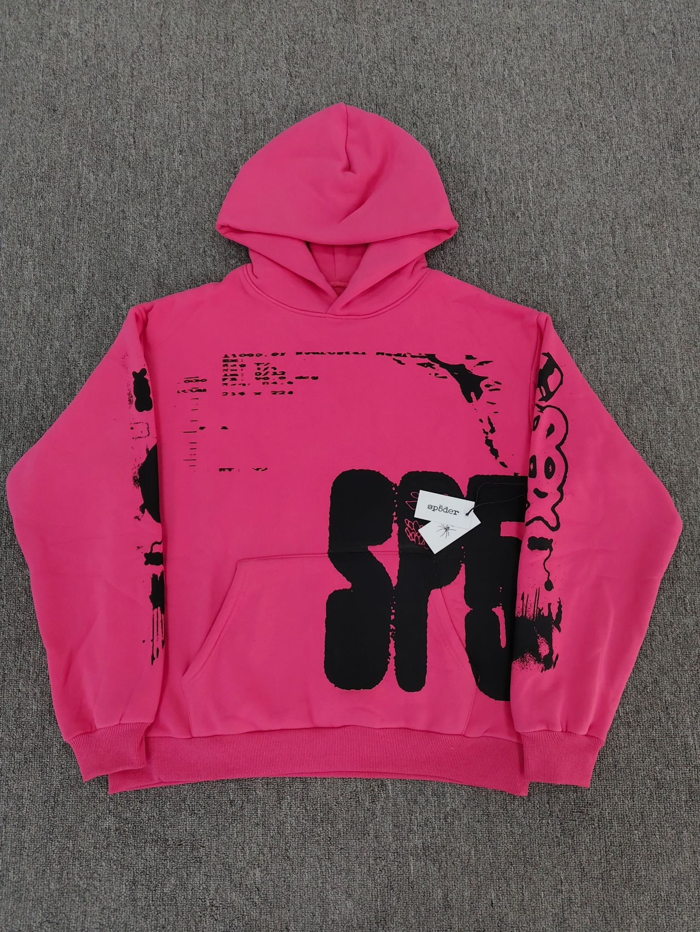 海外原版重磅450G加厚糕绒卫衣连帽衫男发泡印蜘蛛Sp5der hoodies 72