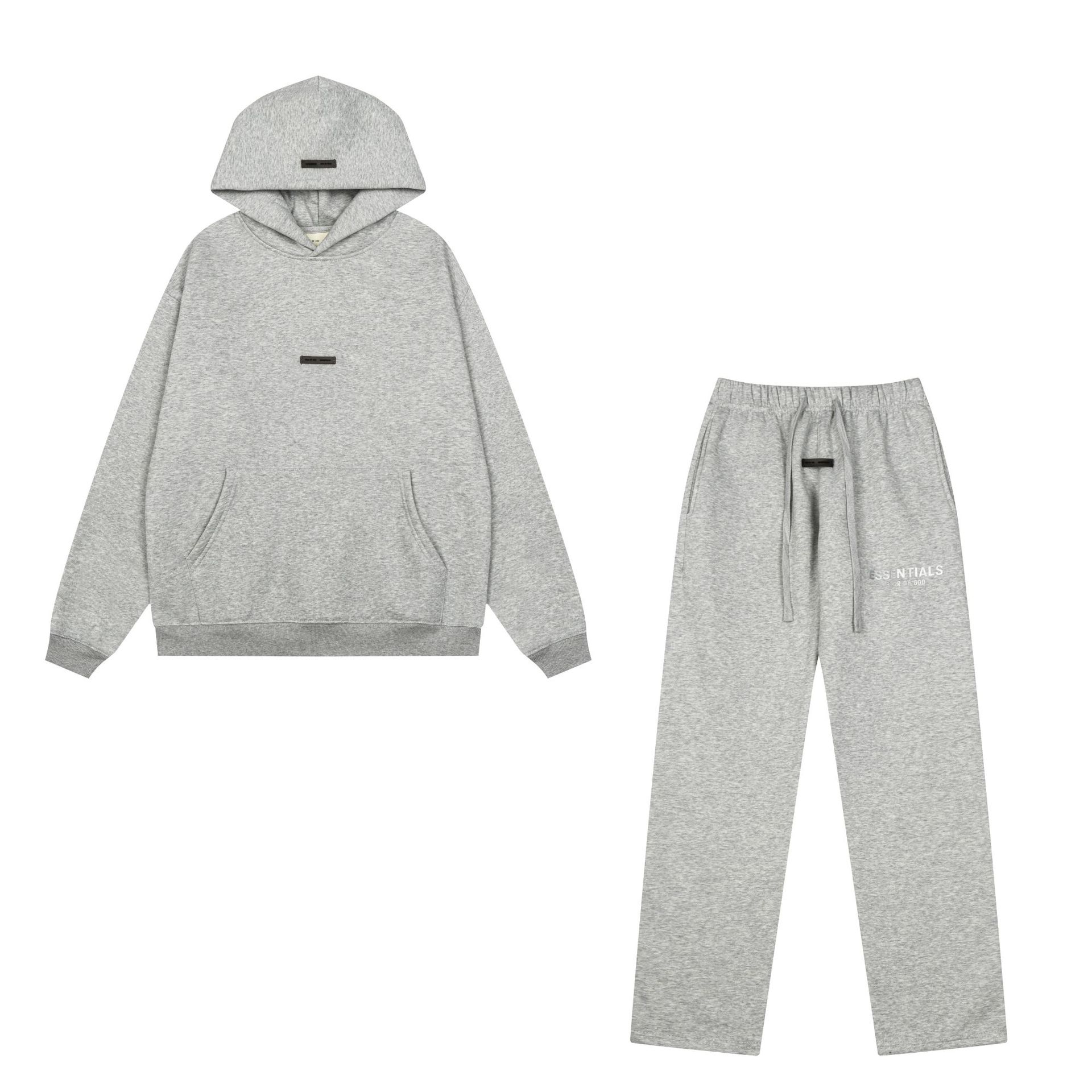 新款FEAR OF GOD ESSENTIALS植绒字母男女休闲宽松加绒连帽卫衣潮 10