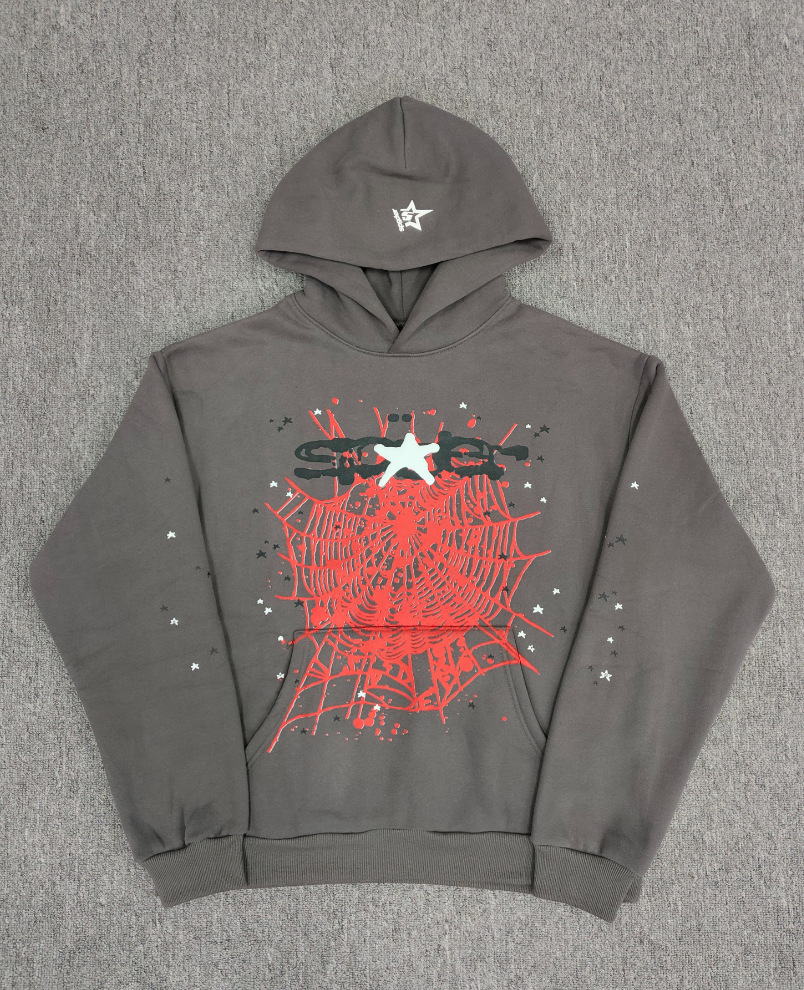 海外原版重磅450G加厚糕绒卫衣连帽衫男发泡印蜘蛛Sp5der hoodies 18