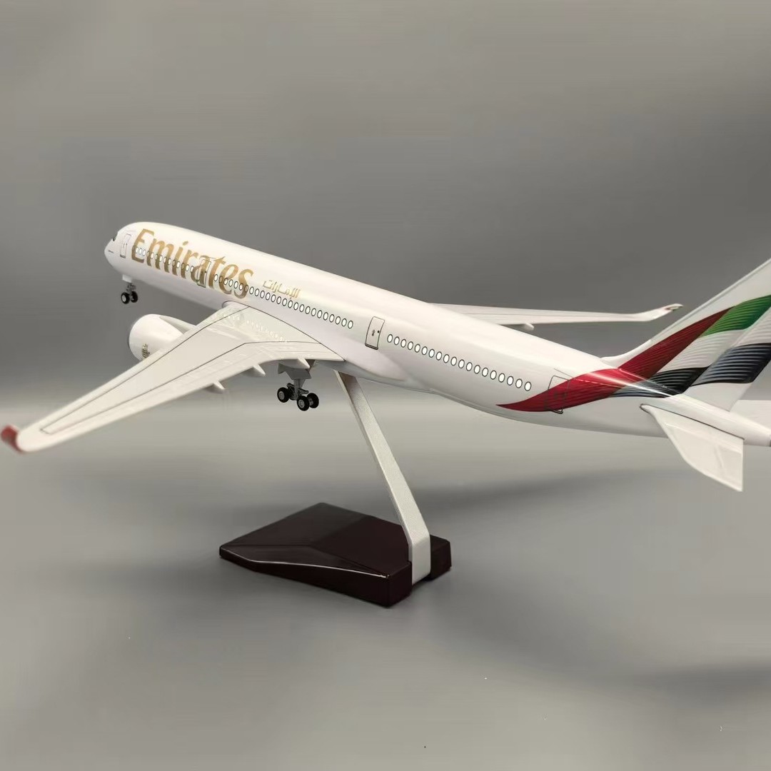 飞机模型A350阿联酋航空模型带灯带轮航模47CM摆件仿真客机礼物 2