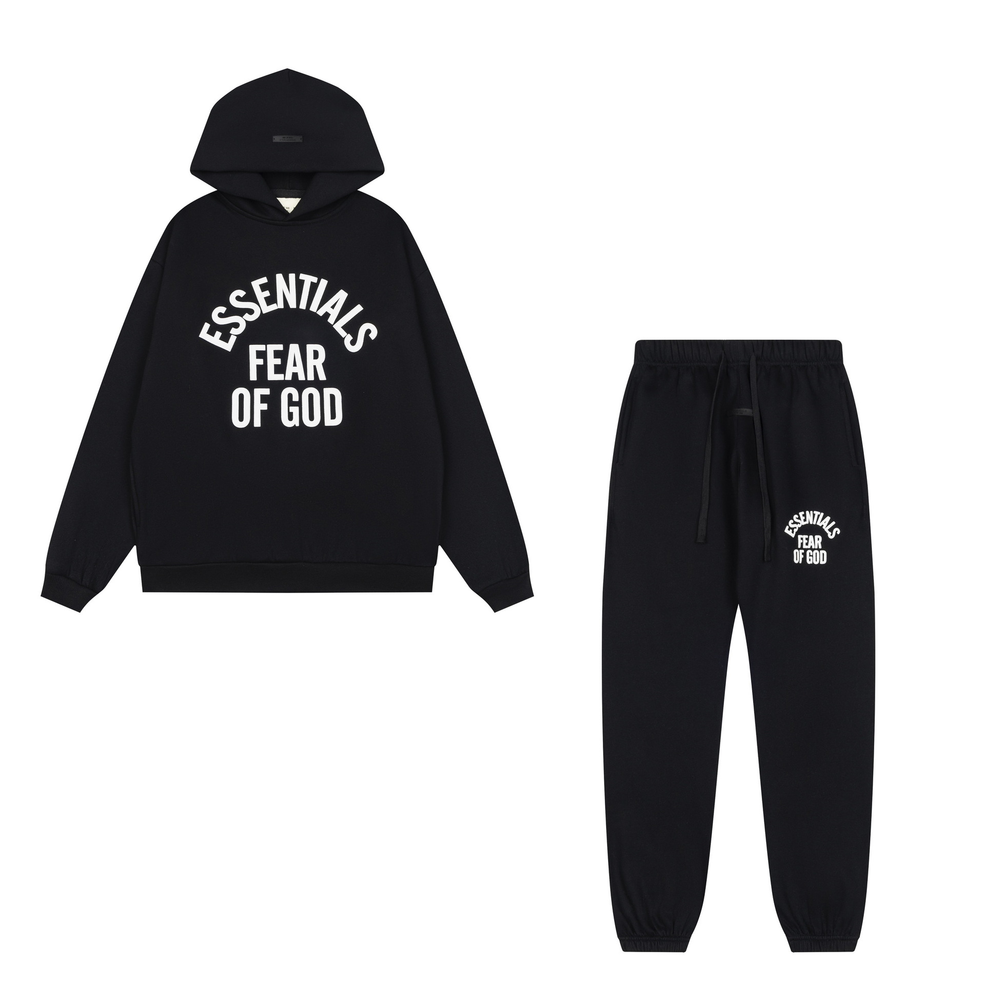 新款FEAR OF GOD ESSENTIALS植绒字母男女休闲宽松加绒连帽卫衣潮 67