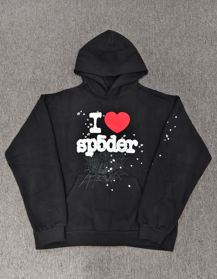 海外原版重磅450G加厚糕绒卫衣连帽衫男发泡印蜘蛛Sp5der hoodies 20