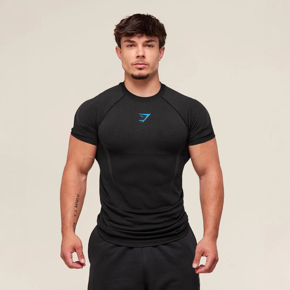 GYMSHARK新款跑步运动健身上衣休闲透气紧身短袖休闲跑步T恤鲨鱼 7