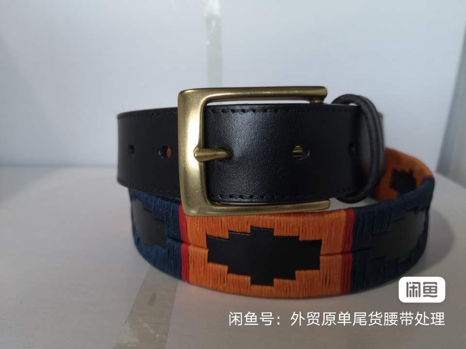 手工头层牛皮马术运动缝制腰带黑色红色绿色天蓝色翠绿色其他铜 9
