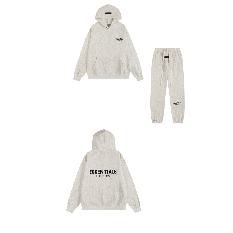 新款FEAR OF GOD ESSENTIALS植绒字母男女休闲宽松加绒连帽卫衣潮 76