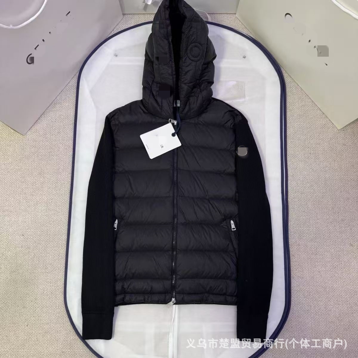 欧洲站外贸新款M家针织拼接现货立领休闲时尚男女同款外套 2