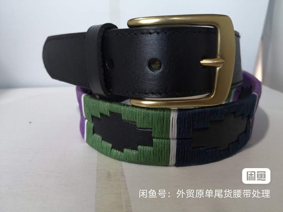 手工头层牛皮马术运动缝制腰带黑色红色绿色天蓝色翠绿色其他铜 6