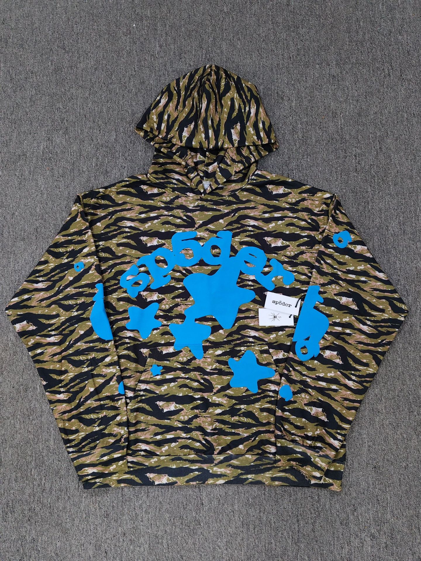 海外原版重磅450G加厚糕绒卫衣连帽衫男发泡印蜘蛛Sp5der hoodies 95
