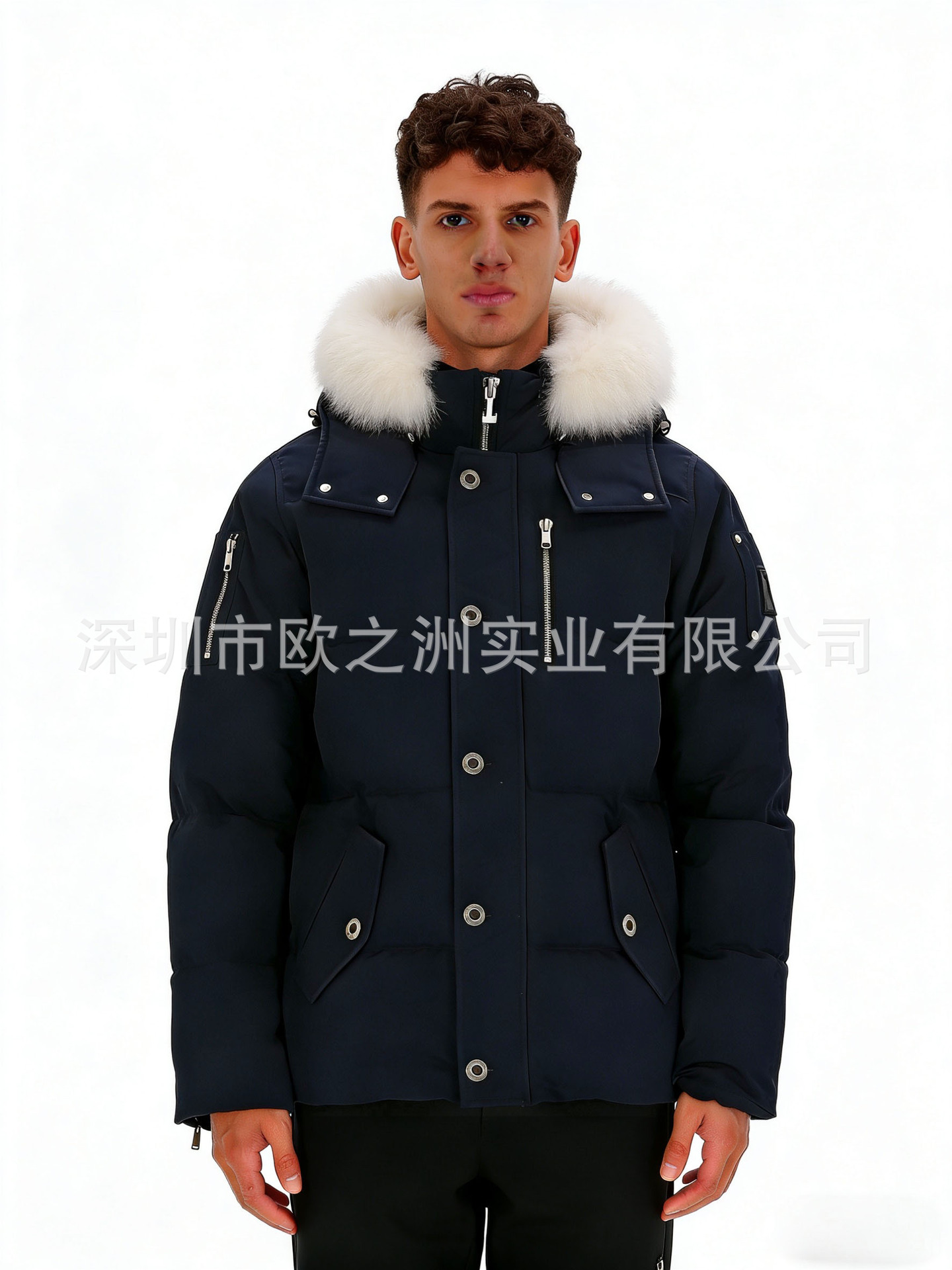 PalmMooseMenCanadianStyleFoxFurHooded3QDownJacket 17