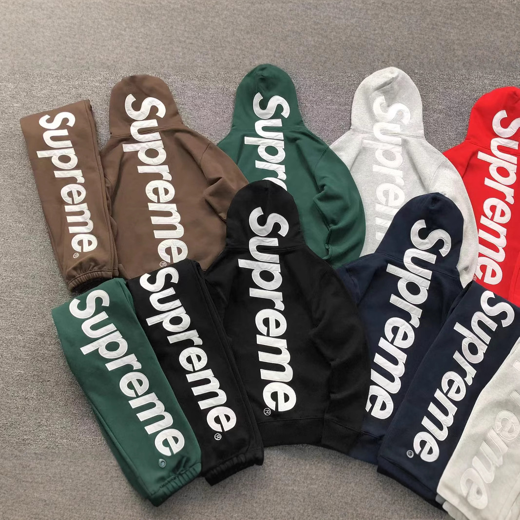 25FW SUPreme贴布BIG LOGO刺绣加绒重磅连帽卫衣男爆款秋冬款纯色 1
