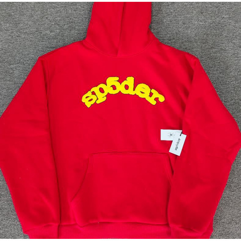 海外原版重磅450G加厚糕绒卫衣连帽衫男发泡印蜘蛛Sp5der hoodies 30