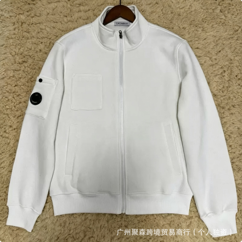 跨境冬款C.P针织拼接羊毛羽绒服男士潮牌连帽拉链白鸭绒夹克外套 21