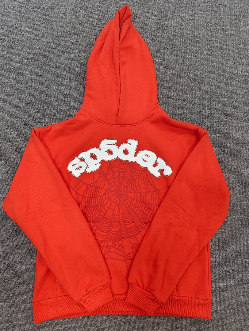 海外原版重磅450G加厚糕绒卫衣连帽衫男发泡印蜘蛛Sp5der hoodies 90
