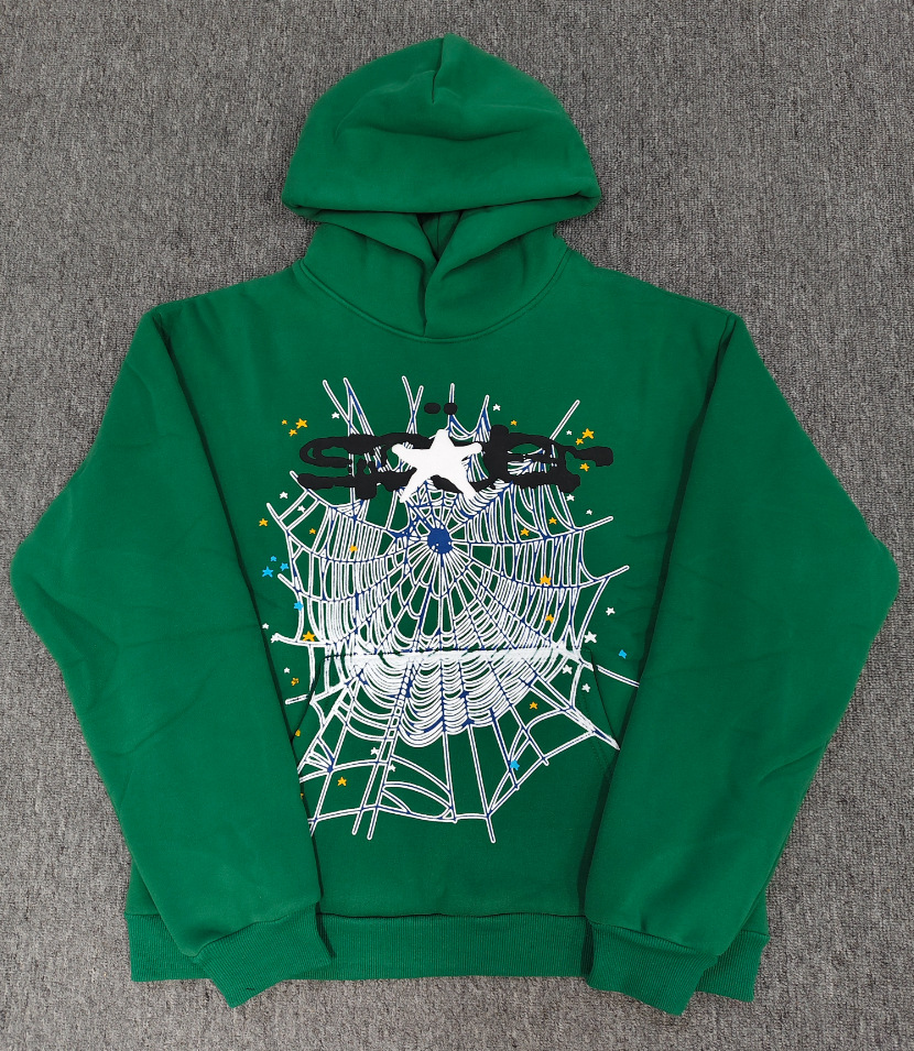 海外原版重磅450G加厚糕绒卫衣连帽衫男发泡印蜘蛛Sp5der hoodies 93
