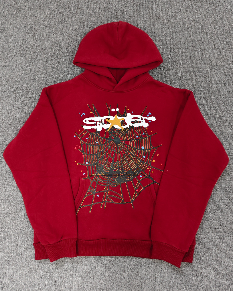 海外原版重磅450G加厚糕绒卫衣连帽衫男发泡印蜘蛛Sp5der hoodies 49