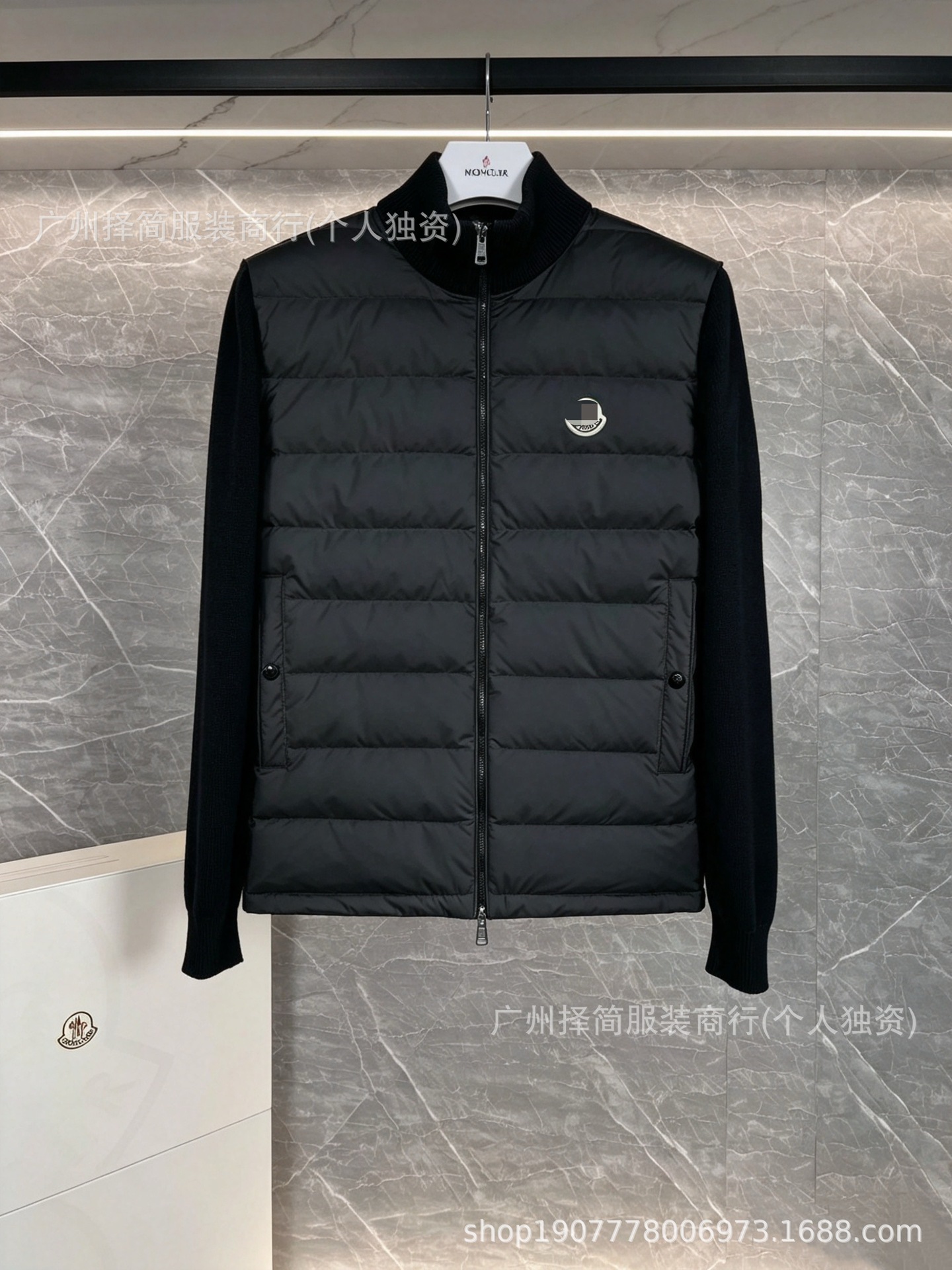 欧洲站M蒙家针织拼接休闲羽绒男白鸭绒保暖时髦修身立领外套羽绒 12