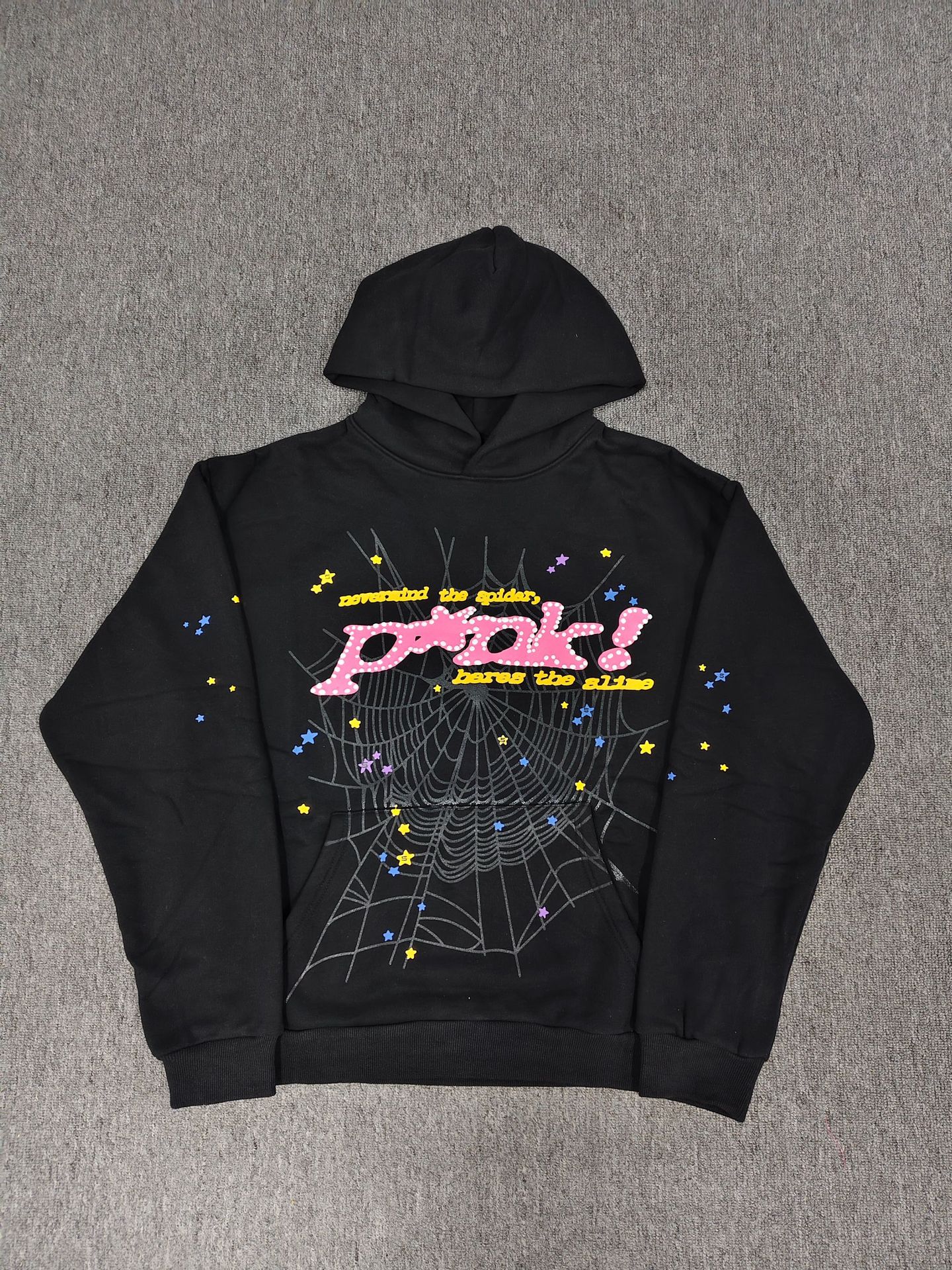 海外原版重磅450G加厚糕绒卫衣连帽衫男发泡印蜘蛛Sp5der hoodies 77