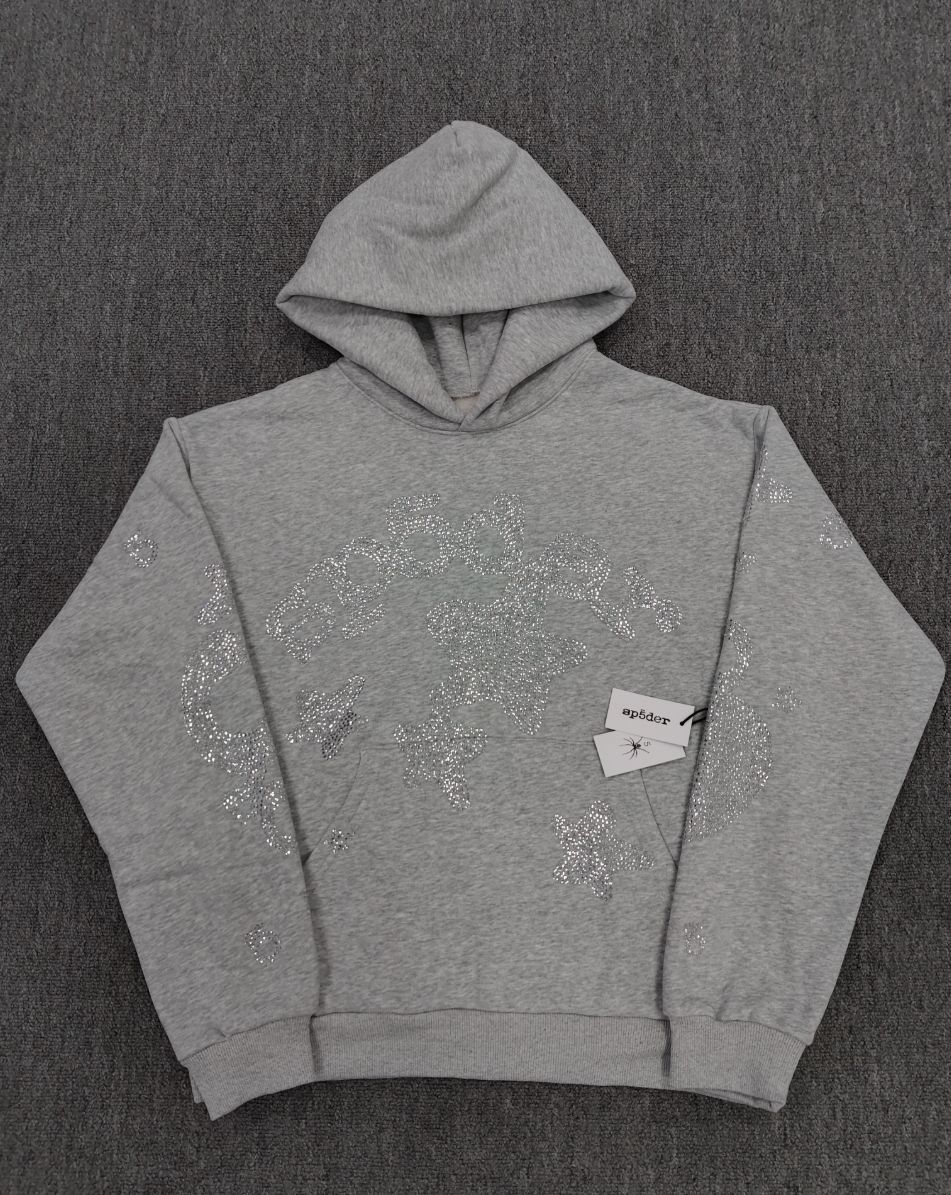 海外原版重磅450G加厚糕绒卫衣连帽衫男发泡印蜘蛛Sp5der hoodies 44