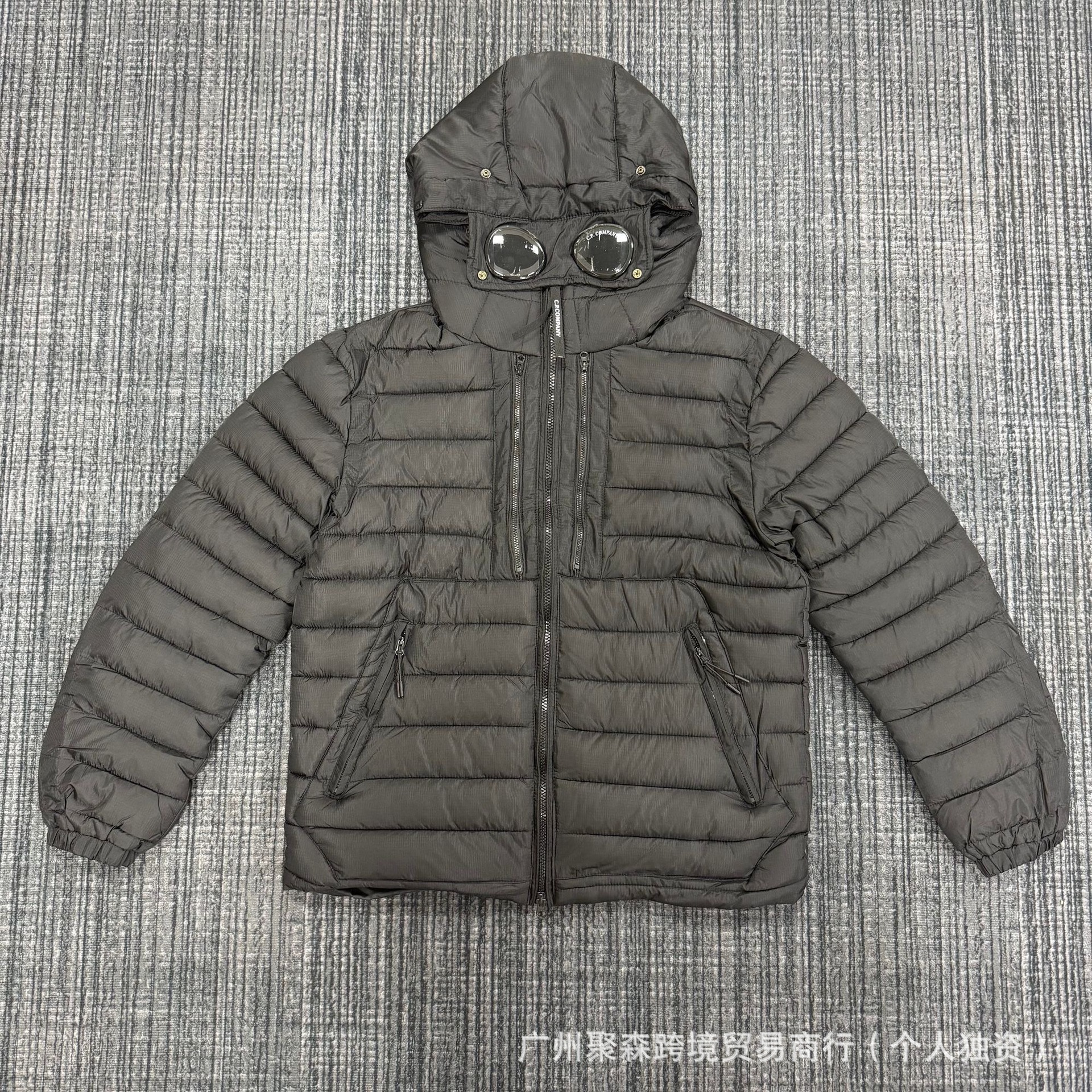 跨境冬款C.P针织拼接羊毛羽绒服男士潮牌连帽拉链白鸭绒夹克外套 54