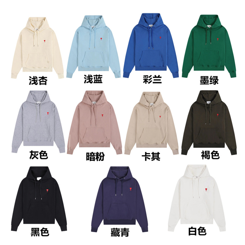 Amiclams卫衣秋冬新款长袖潮牌连帽男女同款小爱心平绣帽衫跨境 2