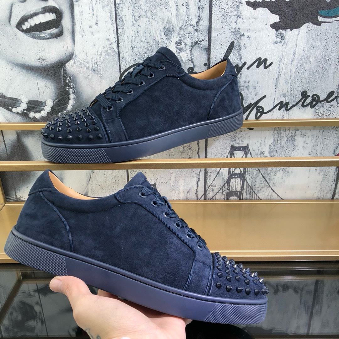 cl男鞋电绣红底小白鞋透气板鞋男鞋平底休闲鞋月牙鞋 25