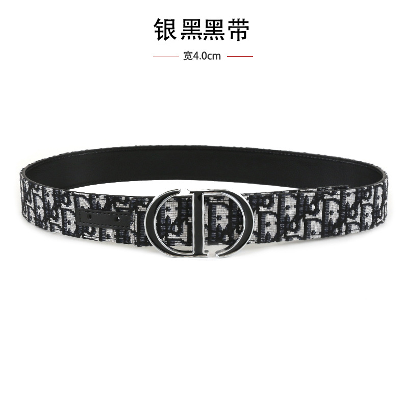 跨境男士皮带3.8cm时尚平纹荔枝纹简约布带皮带字母cd扣头腰带 10