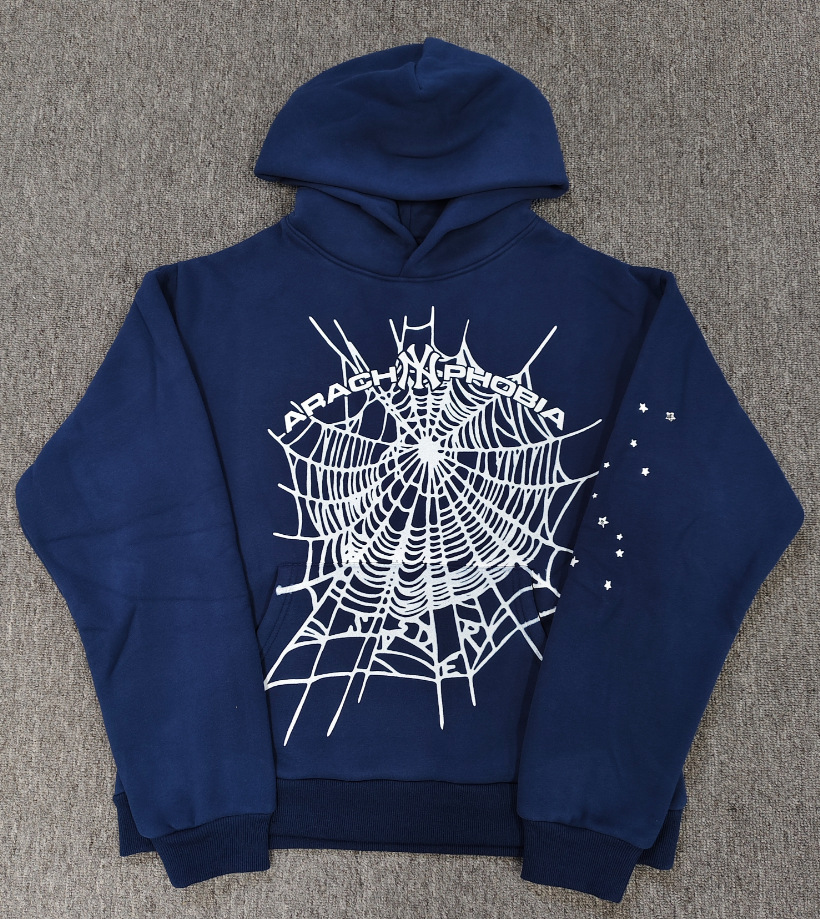 海外原版重磅450G加厚糕绒卫衣连帽衫男发泡印蜘蛛Sp5der hoodies 25