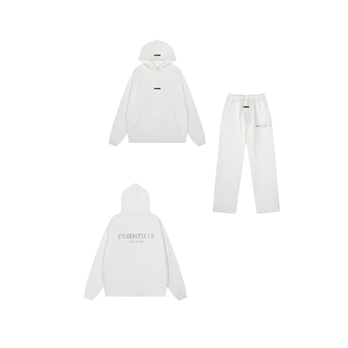 新款FEAR OF GOD ESSENTIALS植绒字母男女休闲宽松加绒连帽卫衣潮 24