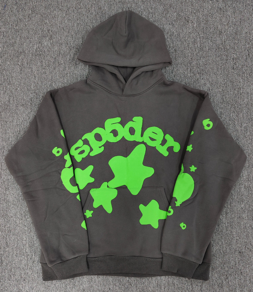 海外原版重磅450G加厚糕绒卫衣连帽衫男发泡印蜘蛛Sp5der hoodies 40